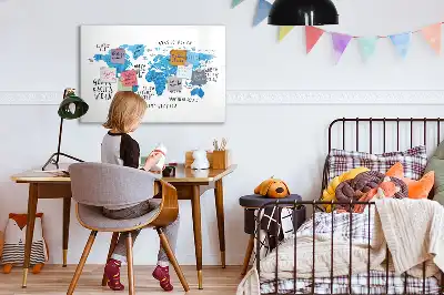 Tablă magnetică cu ștergere uscată cu design harta albastră a Pământului