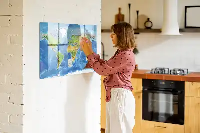 Harta lumii tablă magnetică cu ștergere uscată