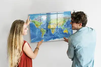 Harta lumii tablă magnetică cu ștergere uscată
