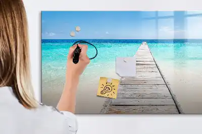 Tablă magnetică cu ștergere uscată model insulă tropicală