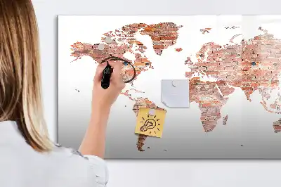 Tablă magnetică cu ștergere uscată cu imprimeu de hartă veche pe cărămidă