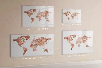 Tablă magnetică cu ștergere uscată cu imprimeu de hartă veche pe cărămidă