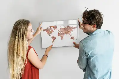 Tablă magnetică cu ștergere uscată cu imprimeu de hartă veche pe cărămidă