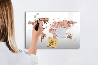 Tablă magnetică cu ștergere uscată cu imprimeu de hartă veche pe cărămidă