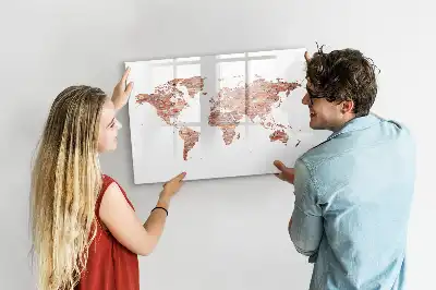 Tablă magnetică cu ștergere uscată cu imprimeu de hartă veche pe cărămidă