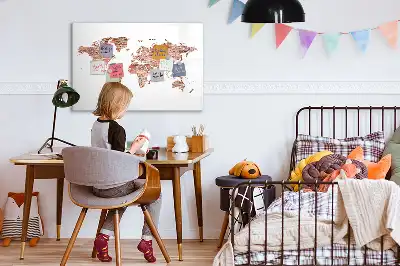 Tablă magnetică cu ștergere uscată cu imprimeu de hartă veche pe cărămidă