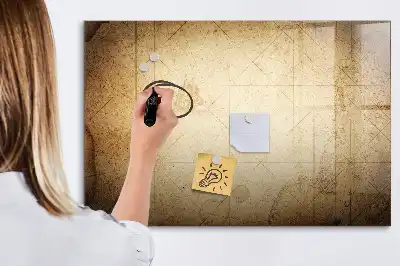 Tablă magnetică cu ștergere uscată cu hartă veche a lumii
