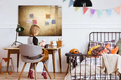 Tablă magnetică cu ștergere uscată cu hartă veche a lumii