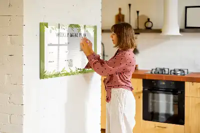 Tablă magnetică cu ștergere uscată pentru meniu săptămânal