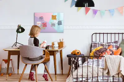 Tablă magnetică cu ștergere uscată model pastelat