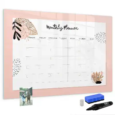 Tablă magnetică cu ștergere uscată planificator cu design floral
