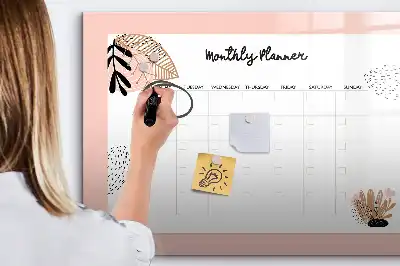 Tablă magnetică cu ștergere uscată planificator cu design floral