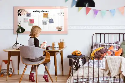 Tablă magnetică cu ștergere uscată planificator cu design floral