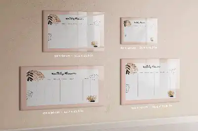Tablă magnetică cu ștergere uscată planificator cu design floral