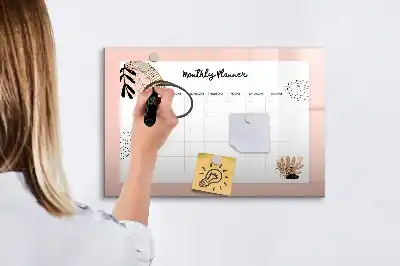 Tablă magnetică cu ștergere uscată planificator cu design floral