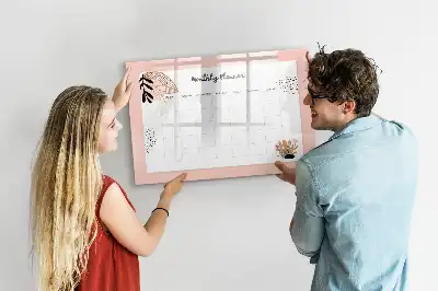 Tablă magnetică cu ștergere uscată planificator cu design floral