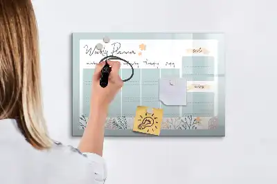 Tablă magnetică cu ștergere uscată cu orar săptămânal