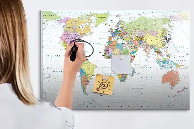 Tablă magnetică cu ștergere uscată model hartă a lumii