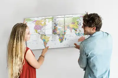 Tablă magnetică cu ștergere uscată model hartă a lumii