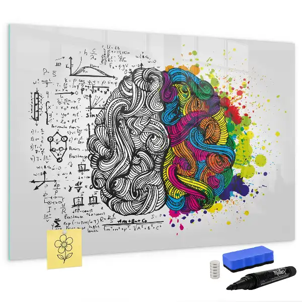 Tablă magnetică cu ștergere uscată cu design abstract creier