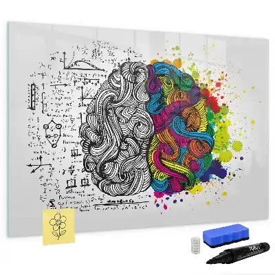 Tablă magnetică cu ștergere uscată cu design abstract creier