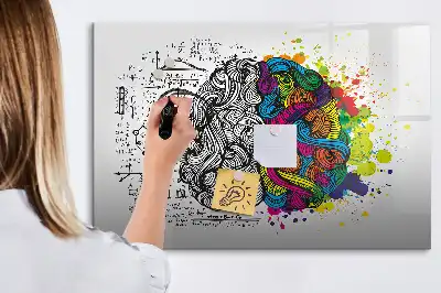 Tablă magnetică cu ștergere uscată cu design abstract creier