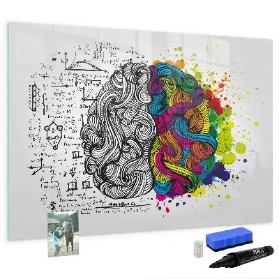 Tablă magnetică cu ștergere uscată cu design abstract creier