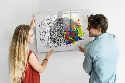 Tablă magnetică cu ștergere uscată cu design abstract creier