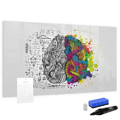 Tablă magnetică cu ștergere uscată cu design abstract creier