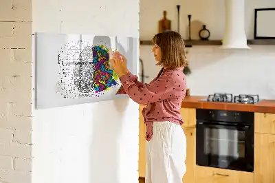 Tablă magnetică cu ștergere uscată cu design abstract creier