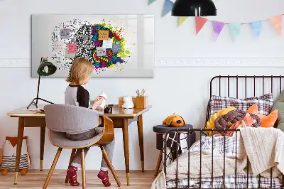 Tablă magnetică cu ștergere uscată cu design abstract creier