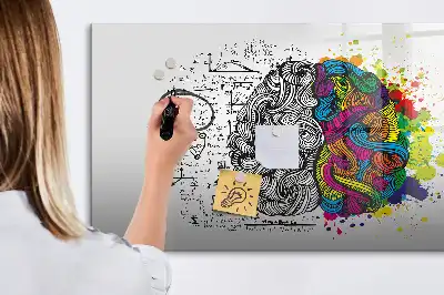 Tablă magnetică cu ștergere uscată cu design abstract creier