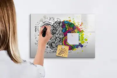Tablă magnetică cu ștergere uscată cu design abstract creier