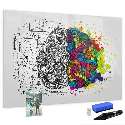 Tablă magnetică cu ștergere uscată cu design abstract creier