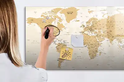 Harta politică a lumii tablă magnetică cu ștergere uscată