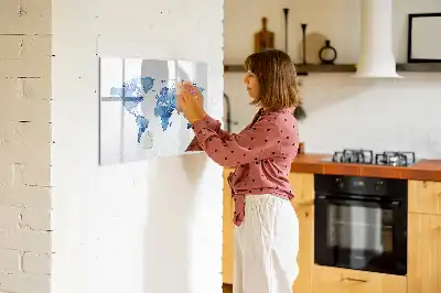 Tablă magnetică cu ștergere uscată cu model hartă a lumii în acuarelă