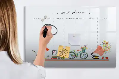 Tablă magnetică cu ștergere uscată planificator săptămânal