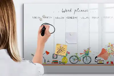 Tablă magnetică cu ștergere uscată planificator săptămânal