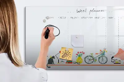Tablă magnetică cu ștergere uscată planificator săptămânal