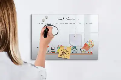 Tablă magnetică cu ștergere uscată planificator săptămânal
