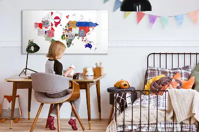 Tablă magnetică cu ștergere uscată cu harta steagurilor naționale
