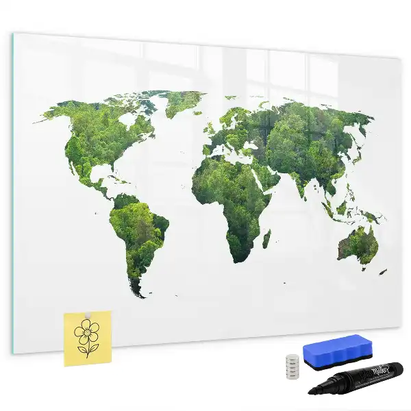 Harta ecologică a lumii tablă magnetică cu ștergere uscată