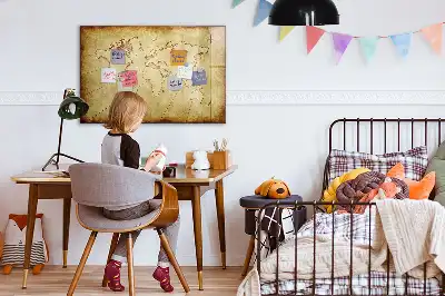 Tablă magnetică cu ștergere uscată cu hartă veche a lumii