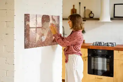 Tablă magnetică cu ștergere uscată cu hartă a lumii și design de cărămidă