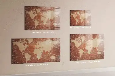 Tablă magnetică cu ștergere uscată cu hartă a lumii și design de cărămidă