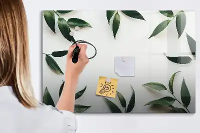 Tablă magnetică cu ștergere uscată cu ramă din frunze