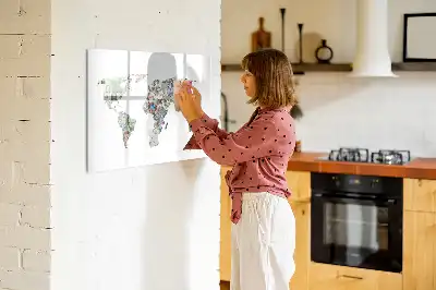 Tablă magnetică cu ștergere uscată cu design hartă din bancnote
