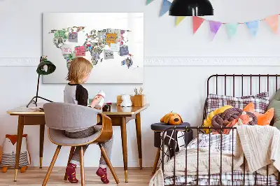 Tablă magnetică cu ștergere uscată cu design hartă din bancnote