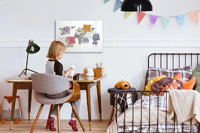 Tablă magnetică cu ștergere uscată cu design hartă din bancnote