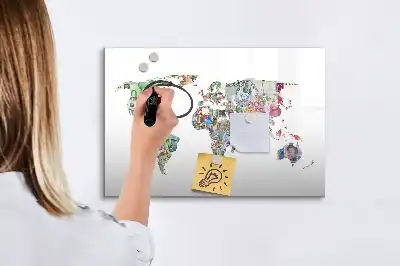 Tablă magnetică cu ștergere uscată cu design hartă din bancnote